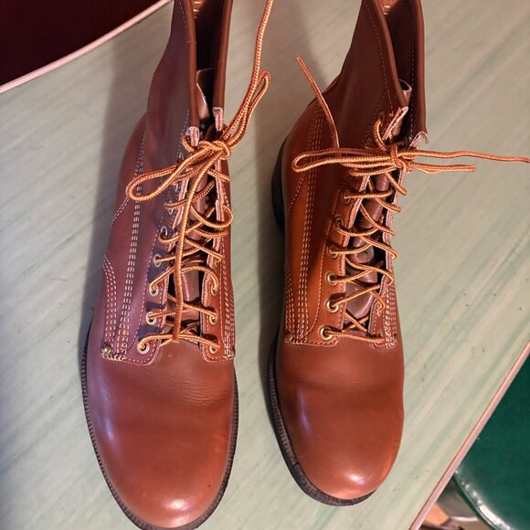 Vintage Mens Hytest Brown Leather Steel Toe Farm Chore Biker Boots Size 12 B